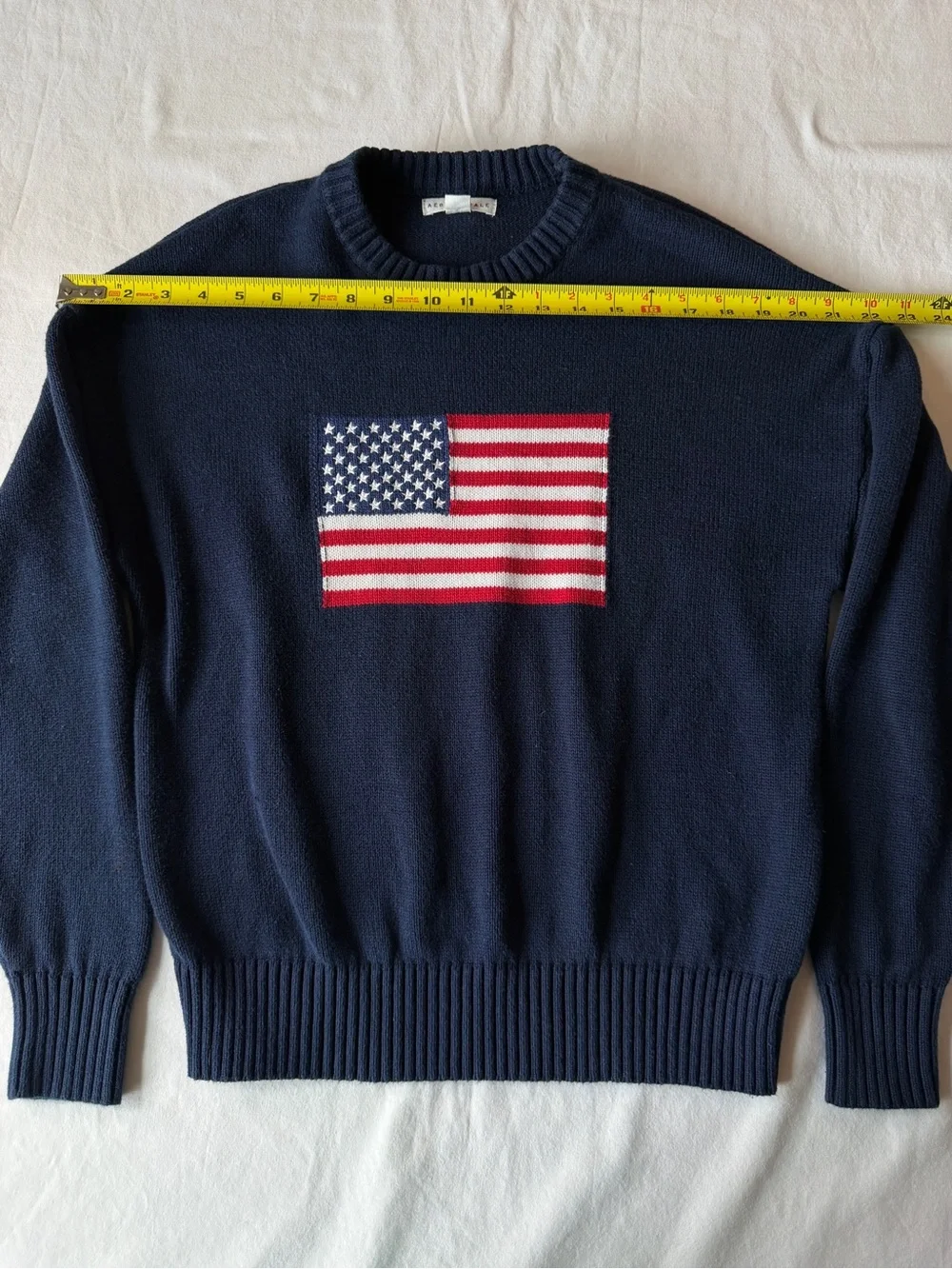Aeropostale American Flag Oversized Sweater XS Navy Americana Preppy